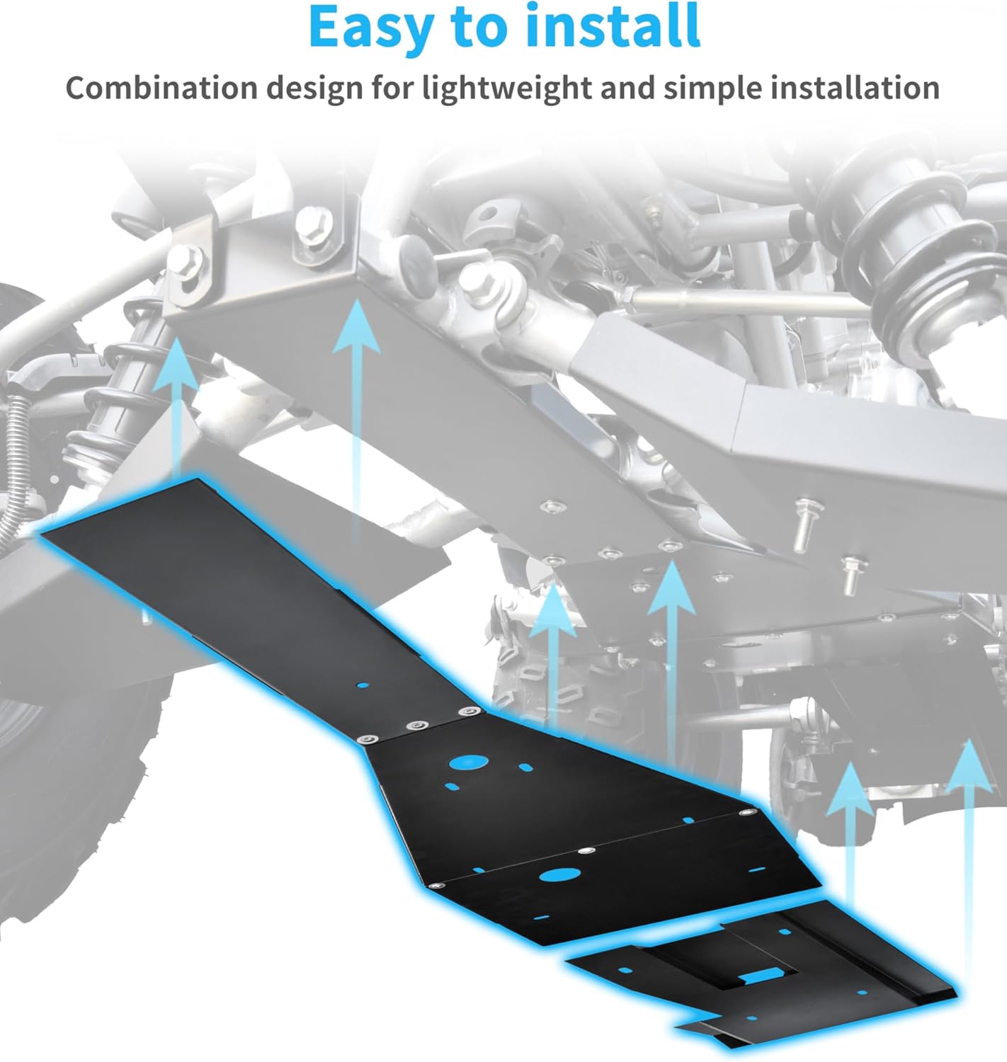 Full Chassis Glide & Swing Arm Skid Plate Gaurd for Yamaha Raptor 700 700R 2006-2025, Combined ATV Aluminum Full Chassis Frame Skid Plate Replace# 1AS-F84NO-V0-00 GYT-1S333-00-AL
