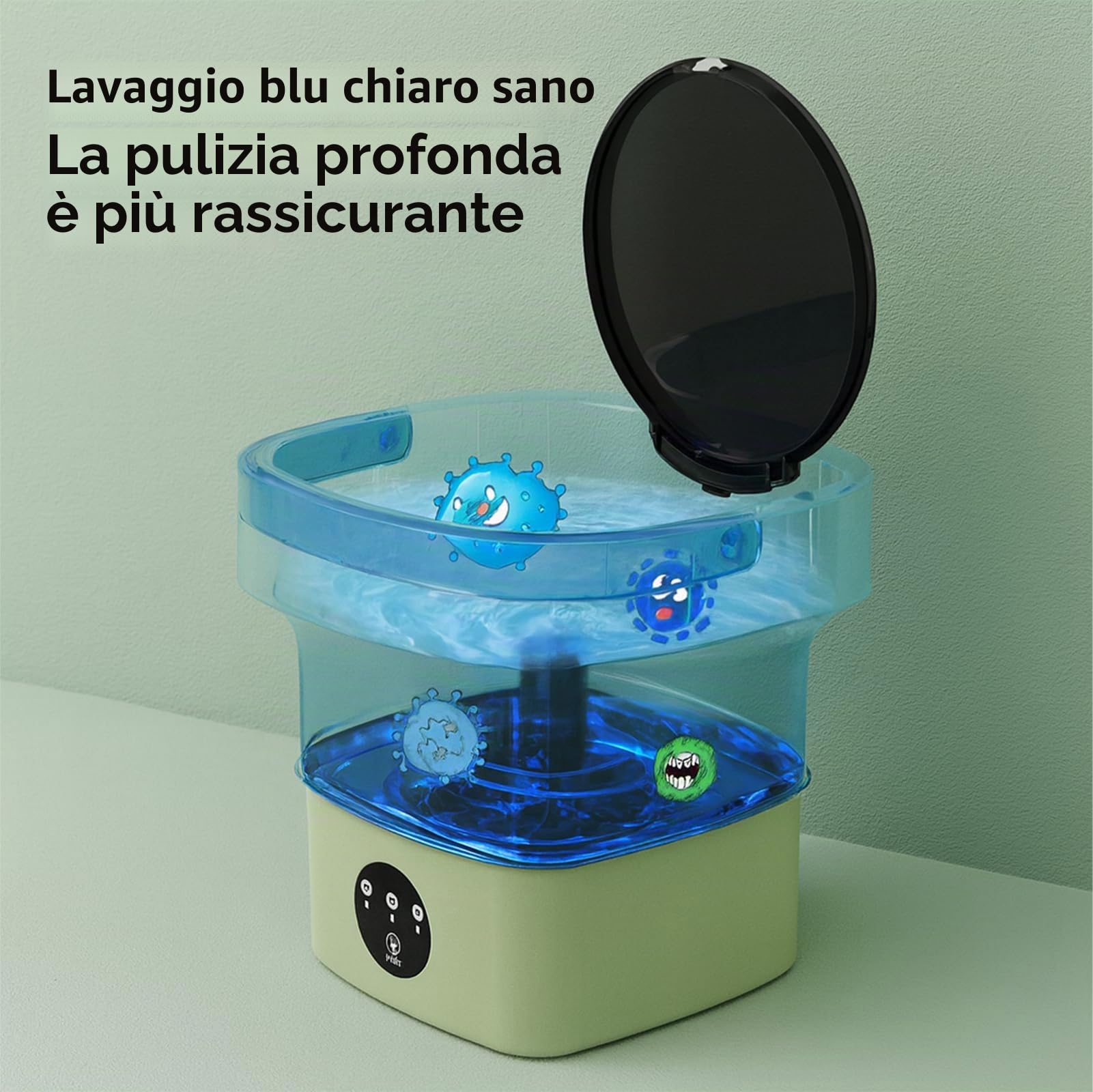 Mini Lavatrice Portatile 8L Pieghevole Motore Silenzioso Lavaggio Veloce per Vestiti Neonati, Biancheria Intima e Delicati, Dormitorio da Viaggio
