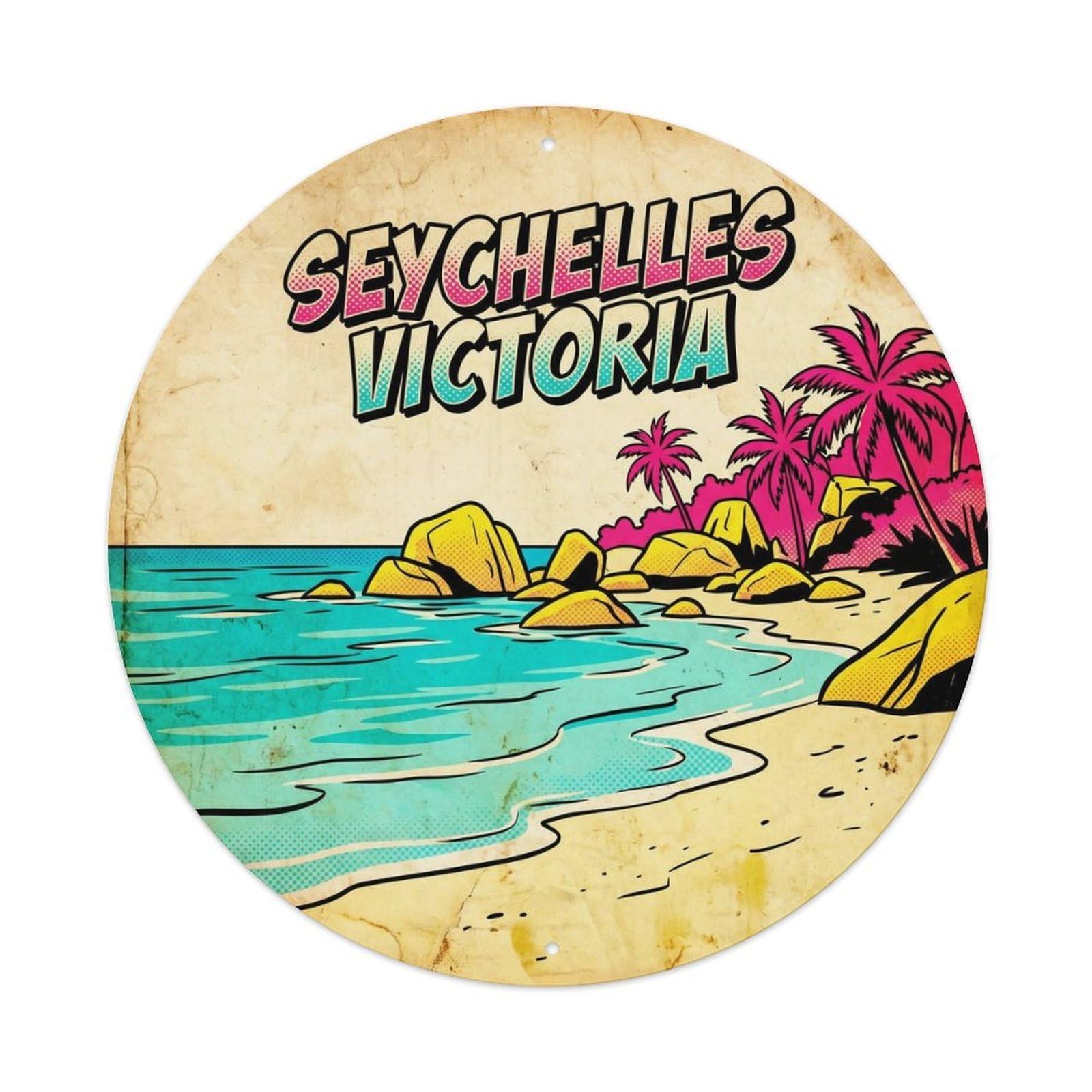 Seychelles Victoria Coral Coast Retro Graphic Metal Tin Sign