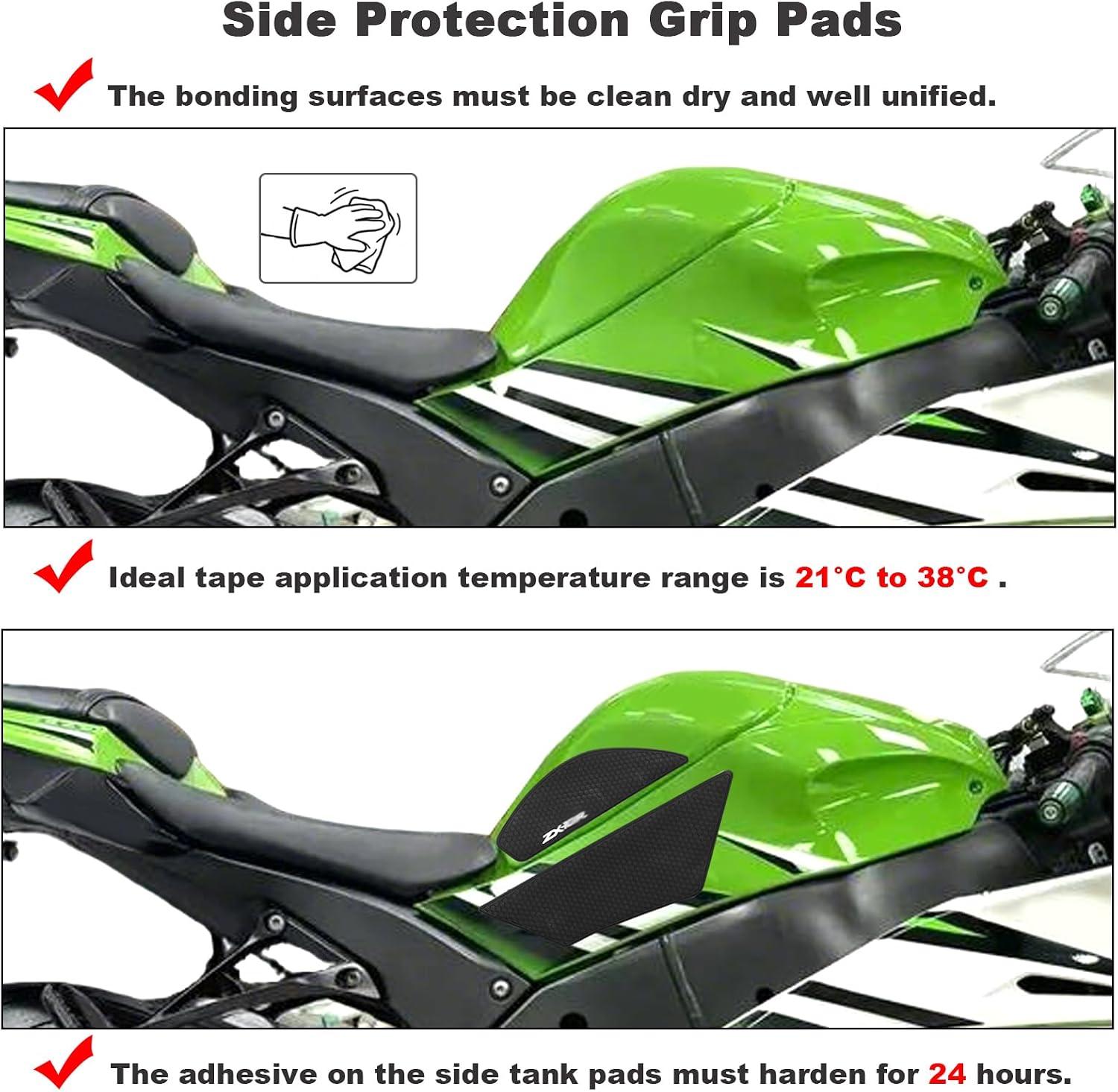 For ZX-10R 2011-2025 Motorcycle Side Fuel Tank pad Tank Pads Protector Stickers Decal Gas Knee Grip Traction Pad Tankpad ZX10R 2011-2025