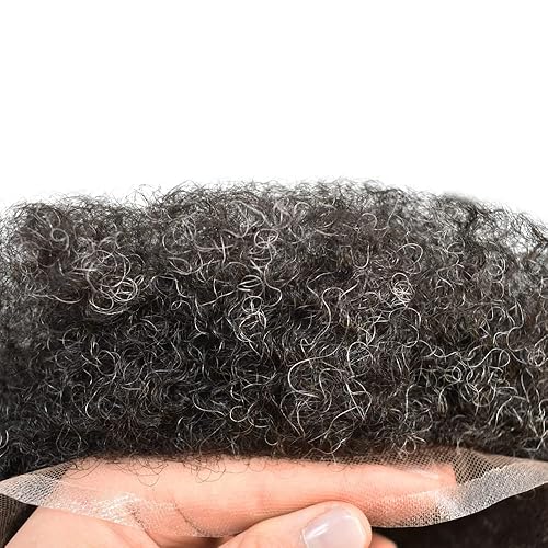 Vista 36 de Afro Toupee para hombres negros, encaje completo, afroamericano para hombre, tupé, rizado, 100% cabello humano brasileño, nudos blanqueados, línea