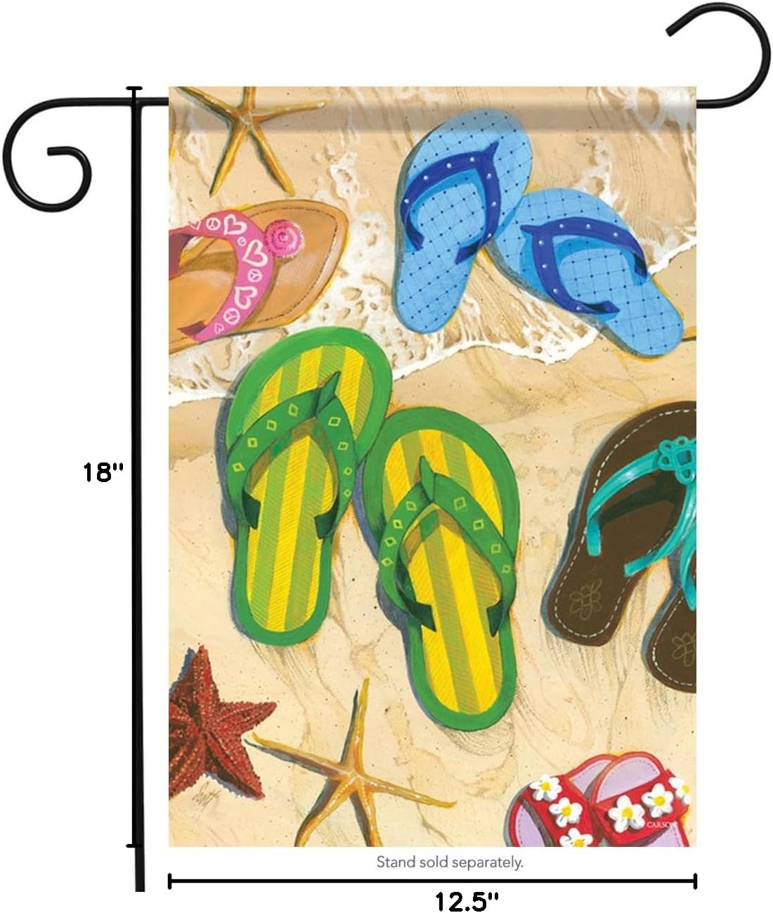 Carson Home Accents FlagTrends Classic Garden Flag, Flip Flop Family