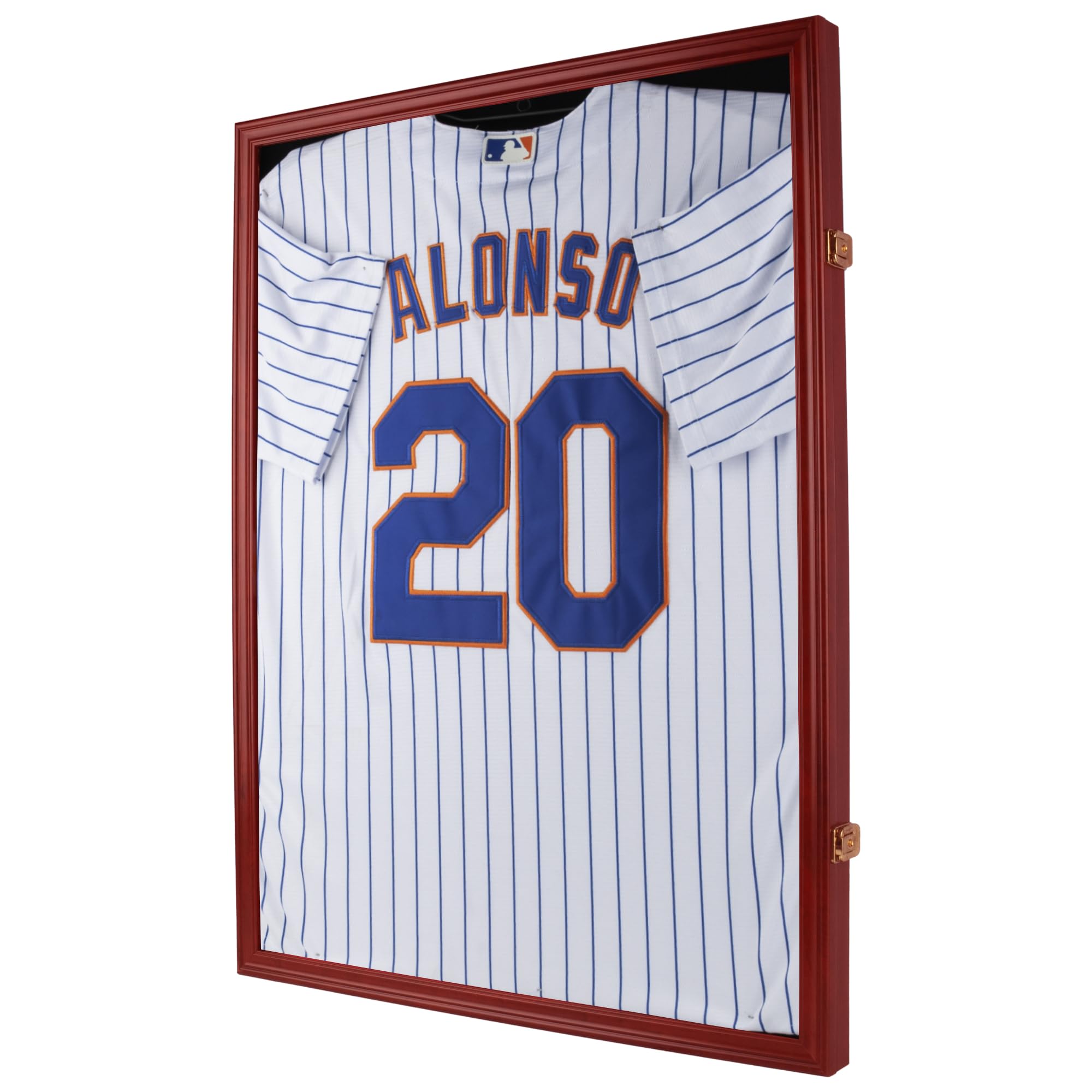 Pro Collector's Jersey Display Case Frame Shadow Box with 98% UV Protection for Baseball Basketball Football Soccer Hockey Sport Memorabilia T-Shirt and Uniform (Mahogany Finish Frame)