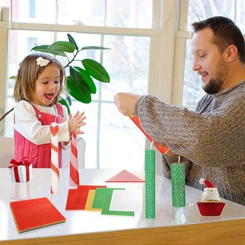 Miniatura 8 de PRETYZOOM Kit de fabricación de velas de cera de abeja de Navidad, kit de fabricación de velas rodantes con instrucciones (idioma español no