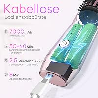 iTayga Vezeték Nélküli Hajgöndörítő Kefe, 7000 mAh USB Tölthető, Negatív Ionos Hajápolás, 4 Hőfokozat, Rózsaszín, Utazáshoz 2