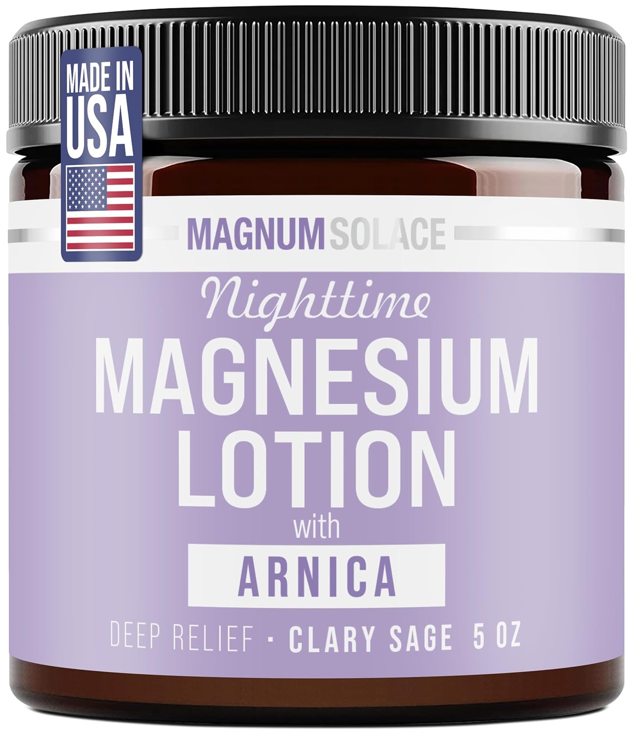 Magnum Solace Nighttime Magnesium Lotion with Arnica – Soothing Relief & Relaxation, Highly Concentrated Magnesium for Muscles & Joints – Apply to Legs or Feet Before Bed – Skin-Friendly