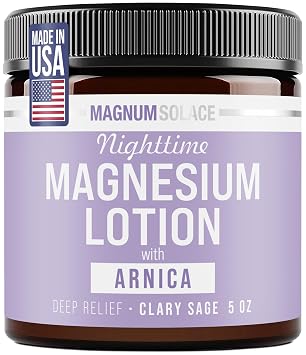 Magnum Solace Nighttime Magnesium Lotion with Arnica Soothing Relief & Relaxation, Highly Concentrated Magnesium for Muscles & Joints Apply to Legs or Feet Before Bed Skin-Friendly