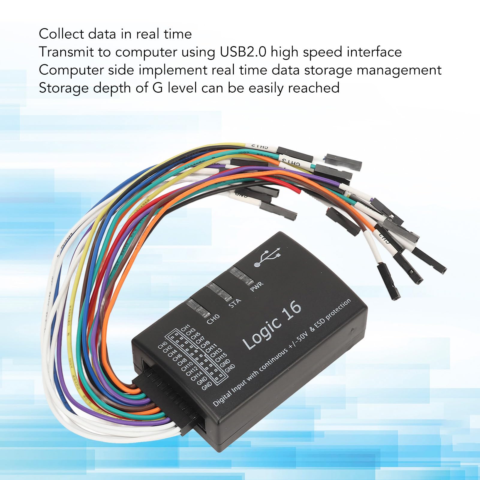 16 Kanal 100 M Maximale Stichprobenrate USB -Logikanalysator für Logic2 Software Support Protocol Parsing Parameter Einstellung