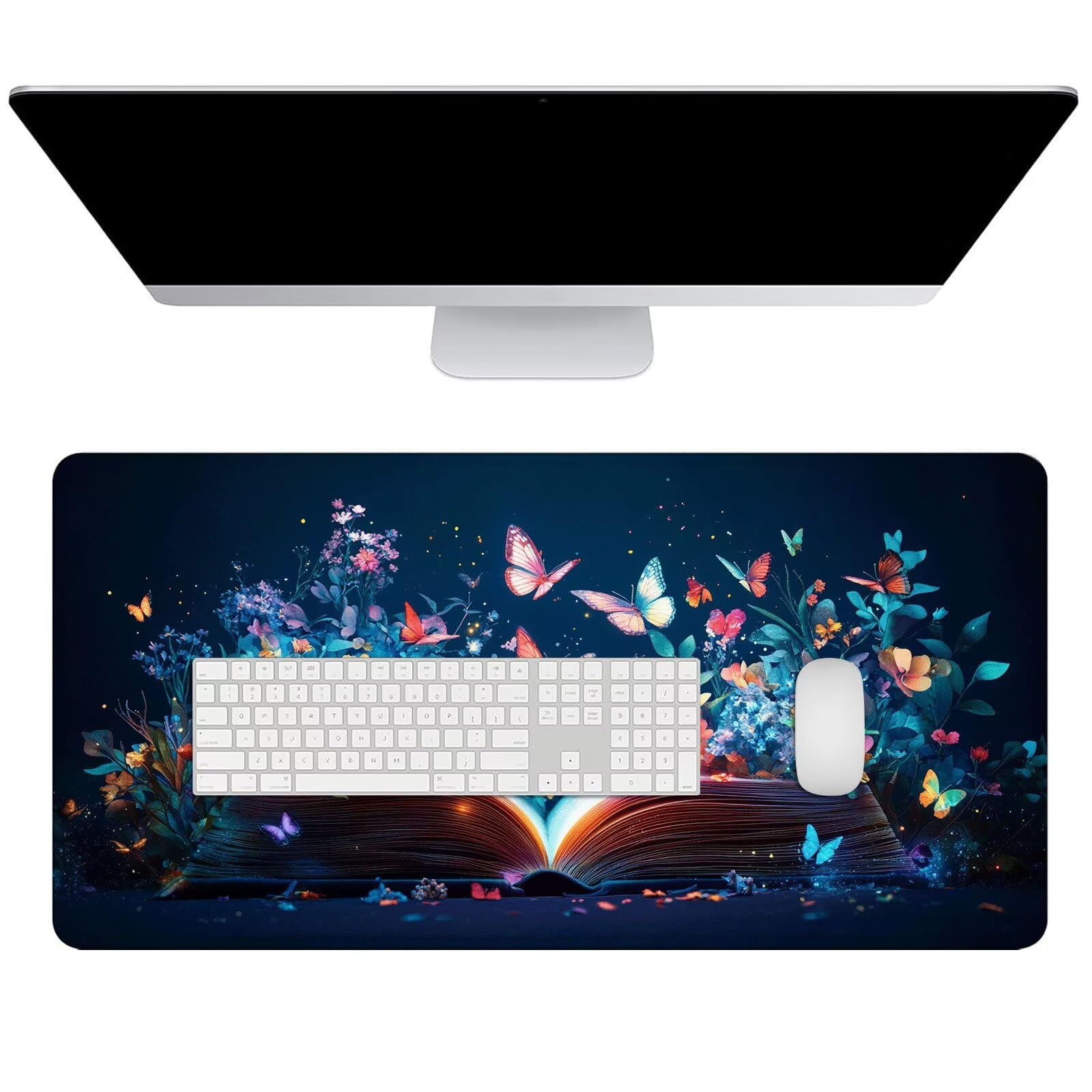 Duża podkładka pod mysz na biurko, 1400 x 600 x 3 mm, gamingowa podkładka pod mysz, antypoślizgowa podstawa, zszyte krawędzie, zwiększona precyzja prędkości, mata komputerowa, mata ochronna na biurko
