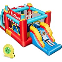 BOUNTECH Inflatable Bounce House with Ball Pit, Ice Cream Kids Bounce House with Slide, Ring-toss, Basketball Hoop, 480W Blower, Bouncy House for Kids Indoor Outdoor Backyard Birthday Party Gifts