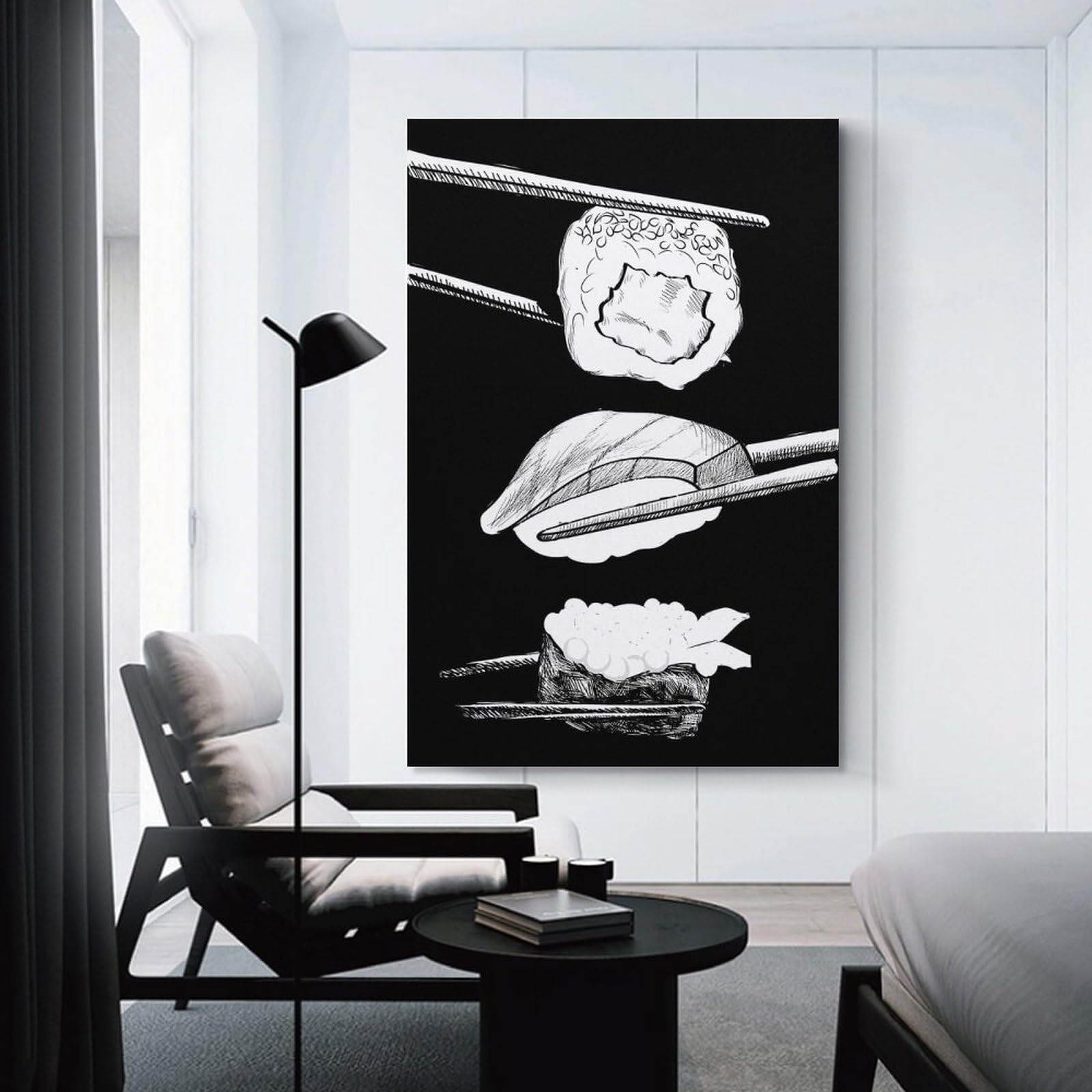 Junmoney Wall Decor Canvas Print Sushi Chopsticks, 08x12inch(20x30cm), for Front Hall, Corridor Or Welcome Spaces, A Neat Decor Update for Hallways