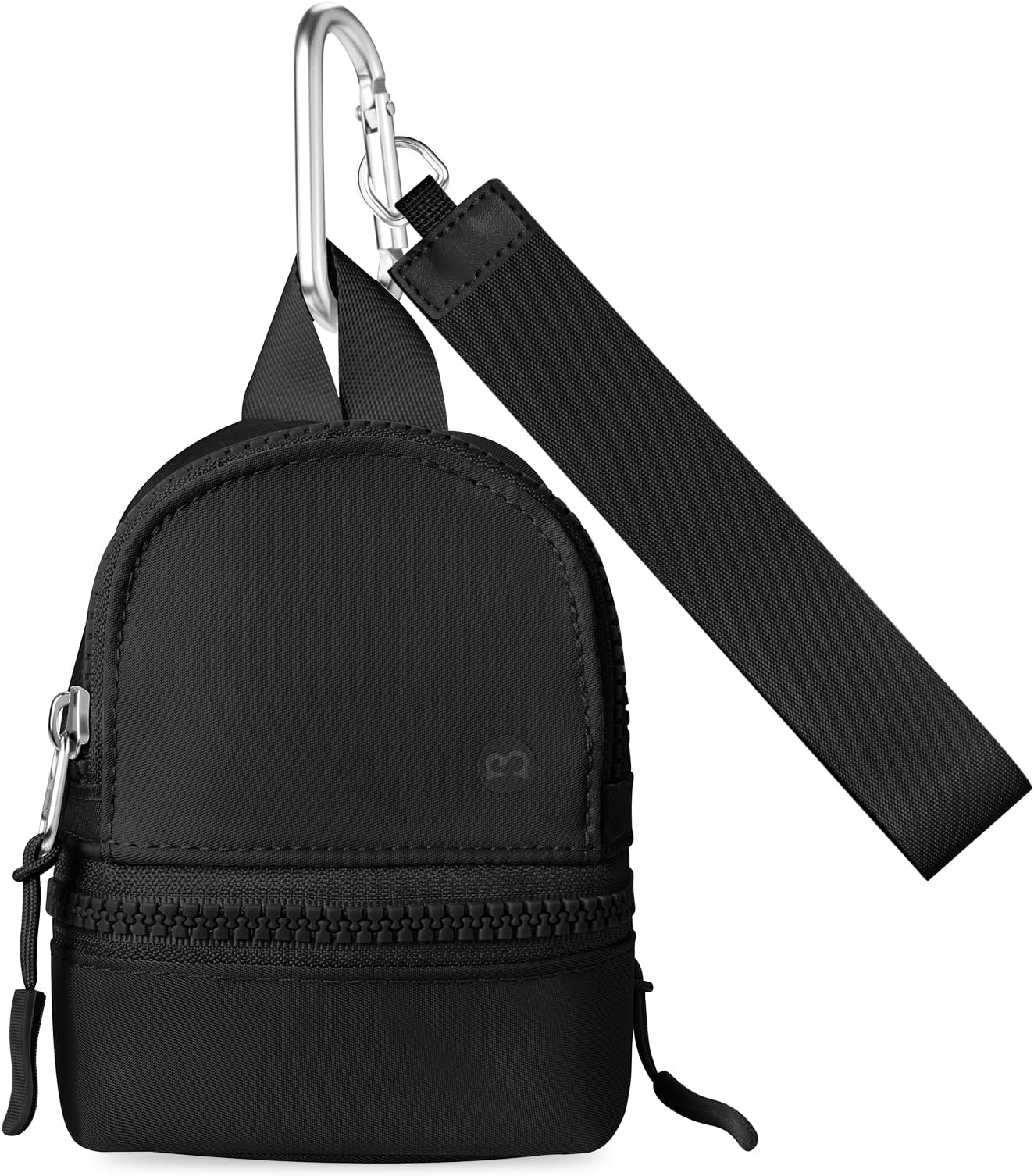 Babysun Mini Backpack Keychain Wristlet Pouch Small Coin Purse Cute Zipper Wallet with 3 RFID Card Slots for Women Men Airpods Cosmetics, Black