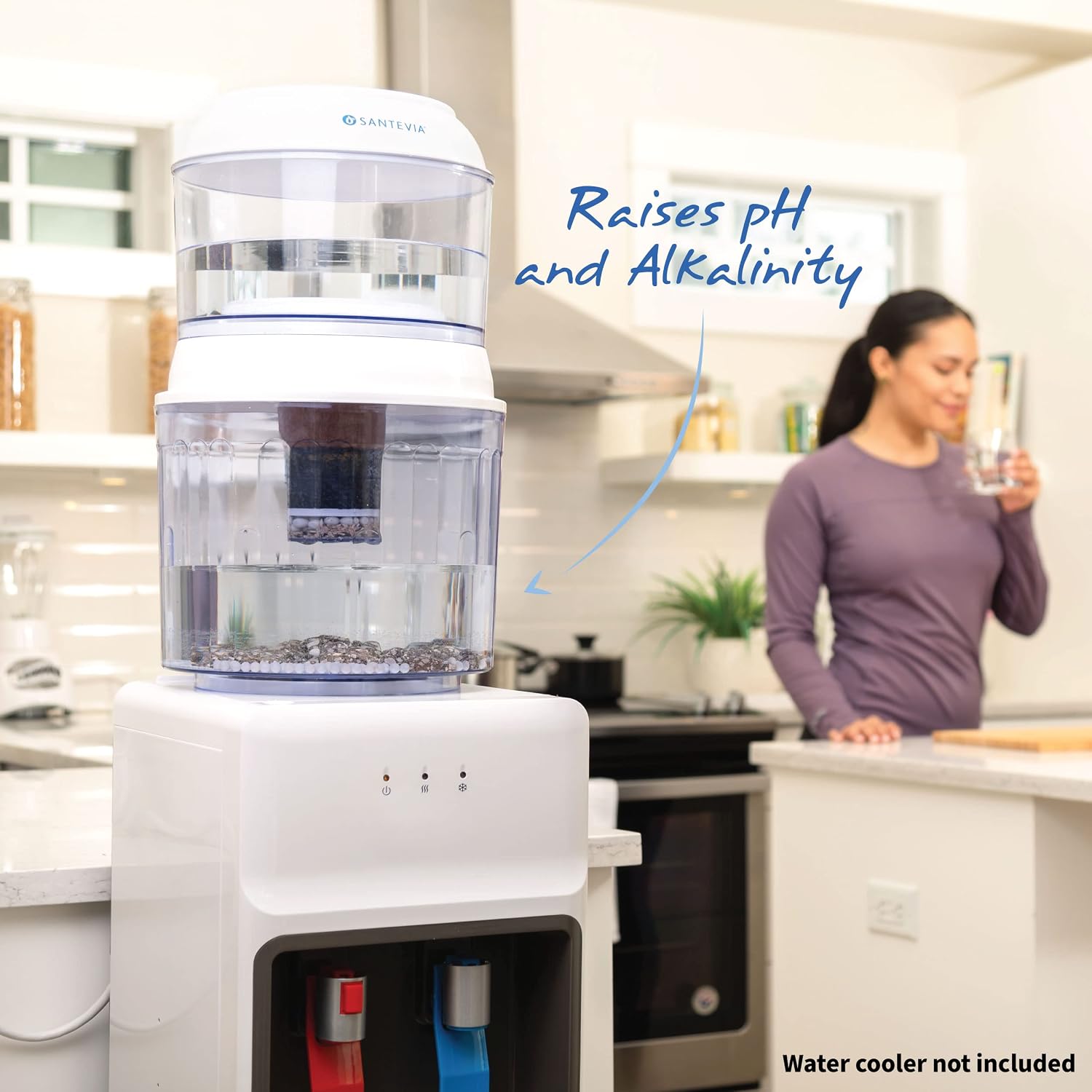 Gravity Water System - Dispenser Model - Alkaline & Fluoride Filter - by Santevia | At Home Water Filter that Makes Water Alkaline and Adds Minerals | Chlorine and Fluoride Filter…