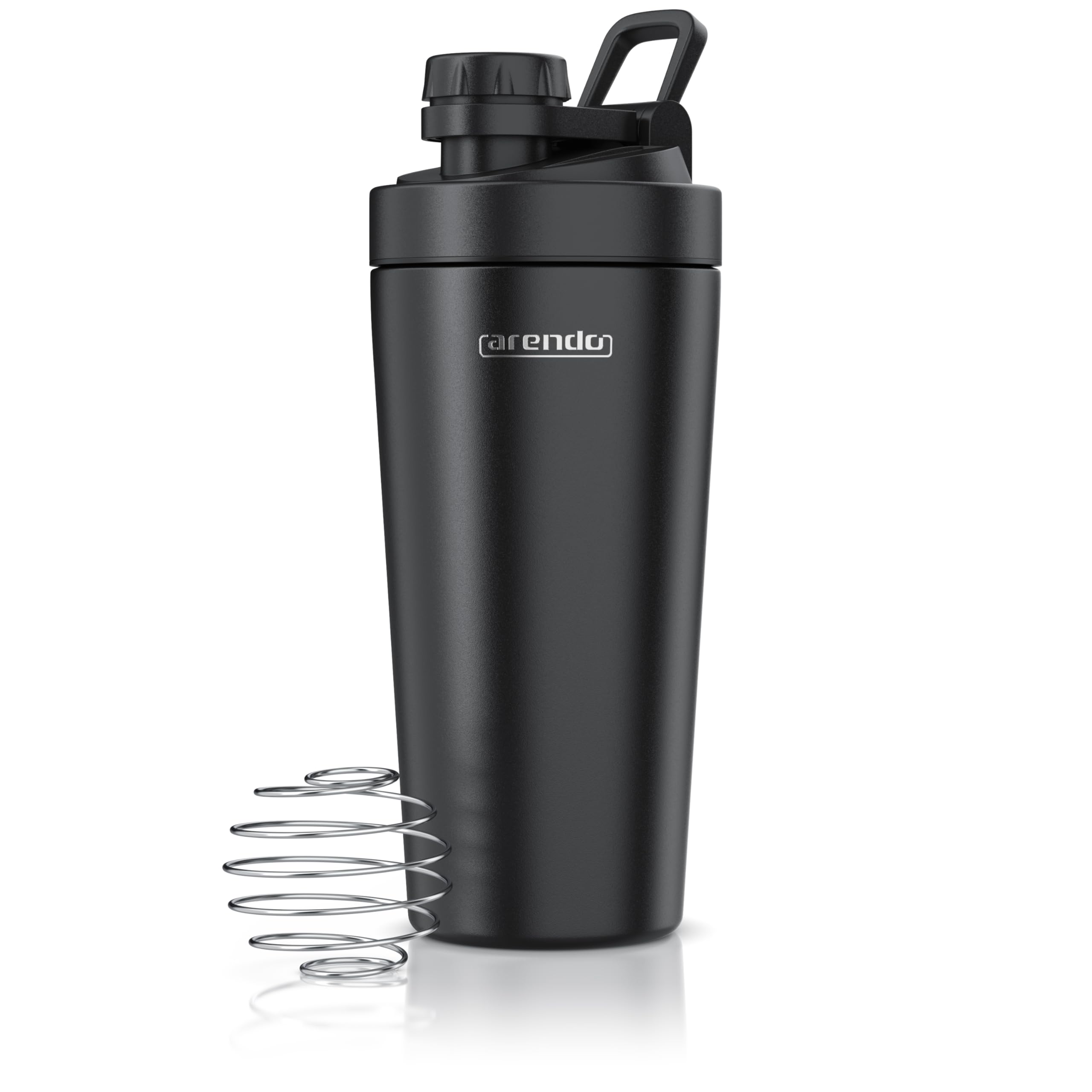 Arendo - Edelstahl Trinkflasche mit Mix kugel, 750ml, Edelstahl Mix Ball, Spülmaschinen geeignet, Edelstahl Eiweiß Shaker Protein Shaker, Proteinshaker für Freizeit Sport Fitness