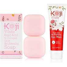 Koji White Kojic Acid Face Wash + Collagen Soap Bundle | Glycerin Soap Bar for Glowing Skin, Exfoliating Face, Hydrating, Moisturizer, Cleansing Bar - Vegan