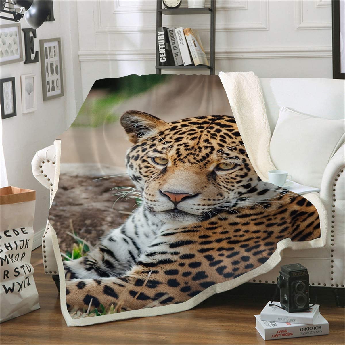 Couverture jaguar en polaire moelleuse et chaude pour canapé