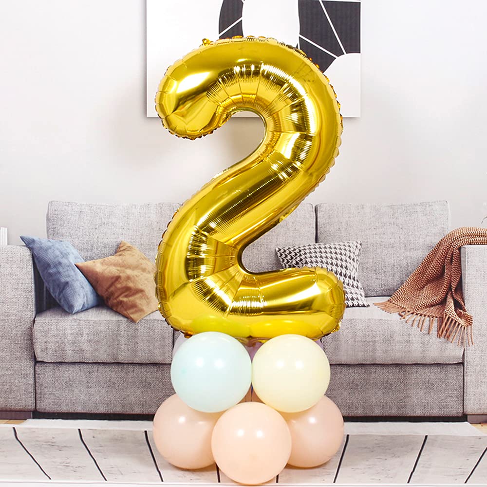 2 Palloncini Giganti Numero 12, 80 Cm, Color Arcobaleno E Blu, Per Decorazione Compleanno 12 Anni, Foglio Alluminio