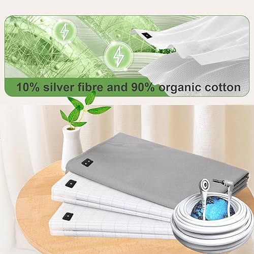 Miniatura 3 de RIQINXIN Funda de almohada con cable de conexión a tierra de 15 pies, funda de almohada conductiva para conexión a tierra tamaño King de 20 x 36