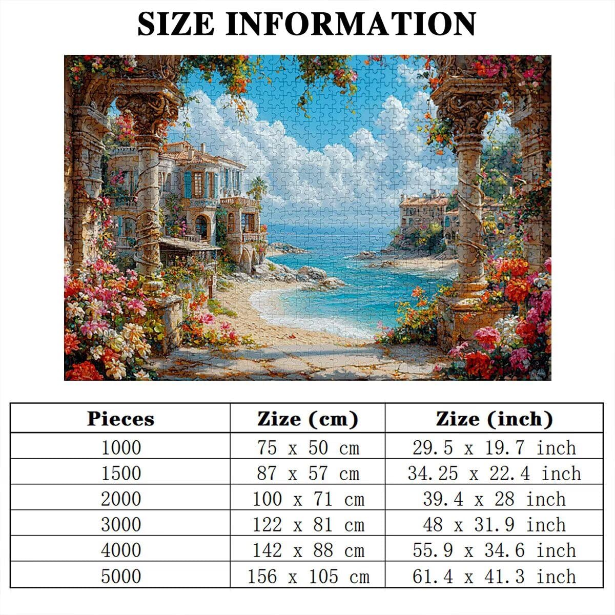Puzzle 4000 elementów, Włochy, krajobraz, 4000 elementów, drewniane puzzle dla dorosłych, trudna łamigłówka, gra logiczna dla całej rodziny, drewniane puzzle do dekoracji salonu, na prezenty, P-28