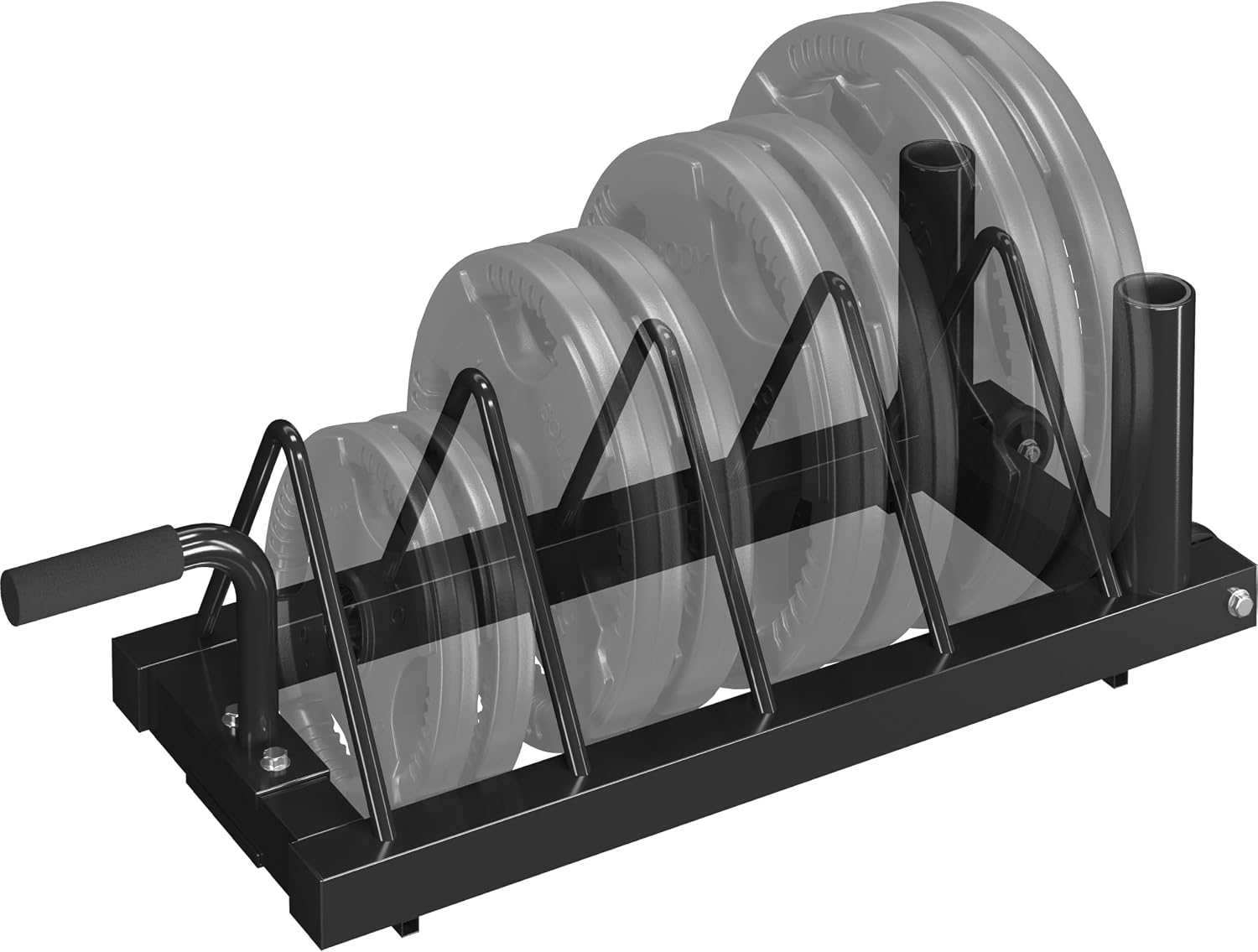 Yaheetech horizontal weight plate storage rack with four plate slots