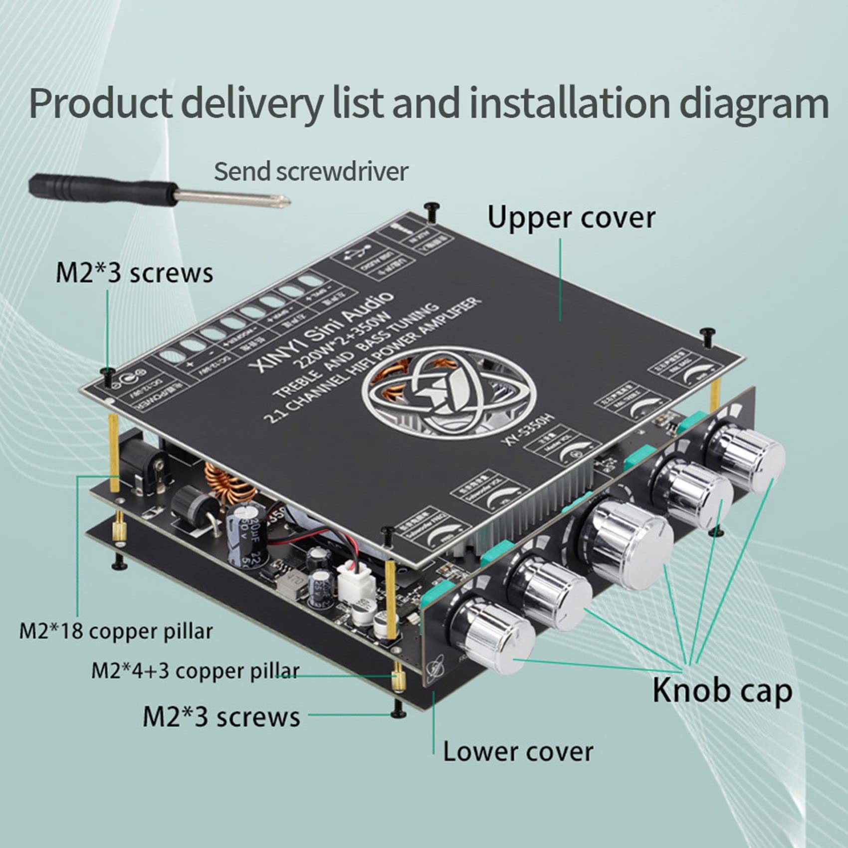 Module d'amplificateur numérique Bluetooth TPA3251 2.1 canaux, caisson de basses haute et basse, 220 W x 2 + 350 W XY-S350H