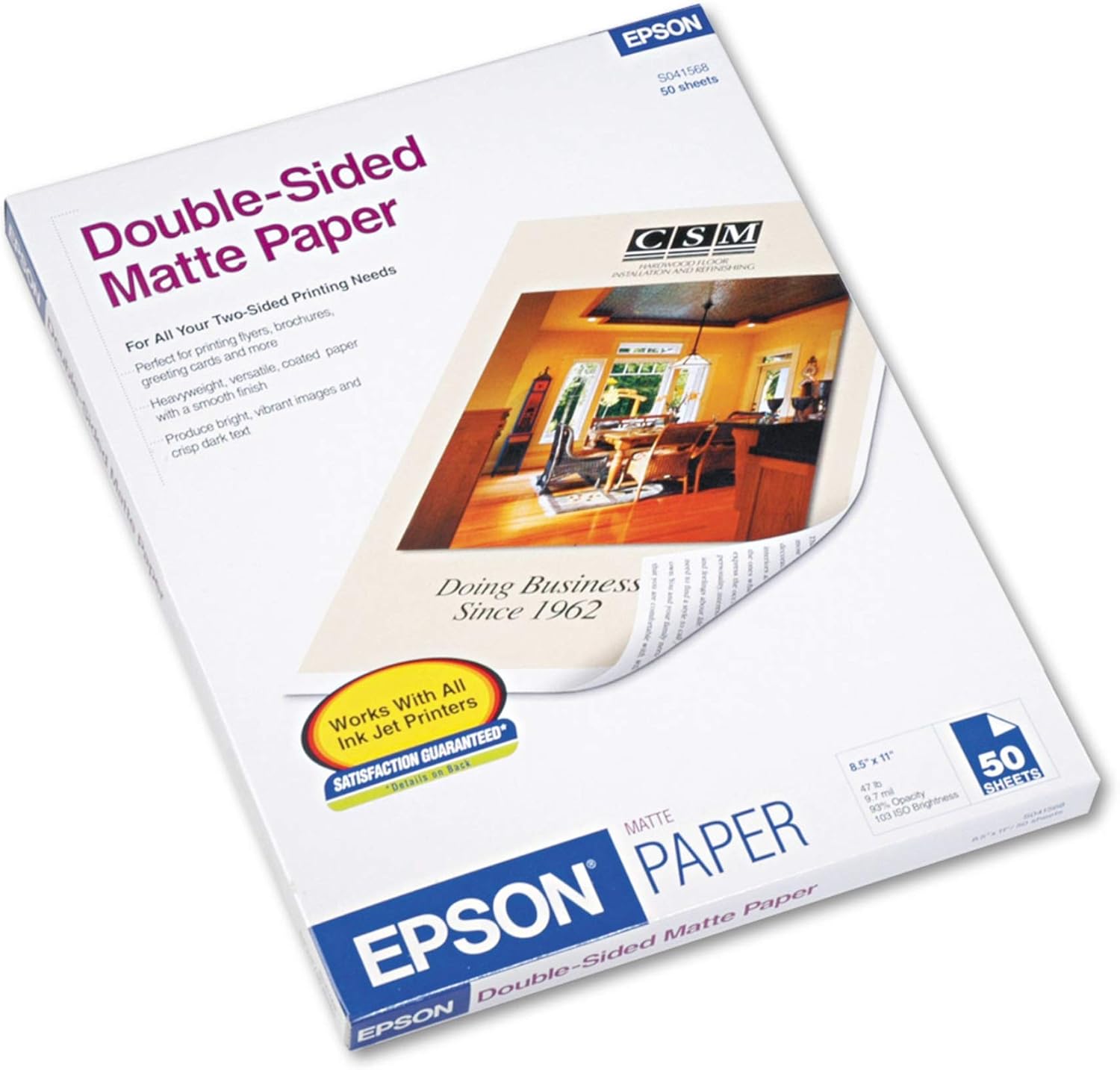 Epson - Ink Jet PaperDouble-Sided Matte-Let - 50 Sheets 45 lbs. 8-1/2 x 11 50...