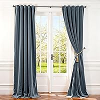 Vista 118 de Lazzzy - 2 paneles de cortinas opacas de terciopelo, con aislamiento térmico, con bolsillo para cortinero, para dormitorio, sala de estar