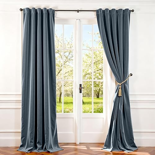 Miniatura 118 de Lazzzy Cortinas Opacas de Terciopelo con Aislamiento Térmico para Ventanas de Habitación, Cortinas de Lujo Súper Suaves para Sala de Estar, Salvia