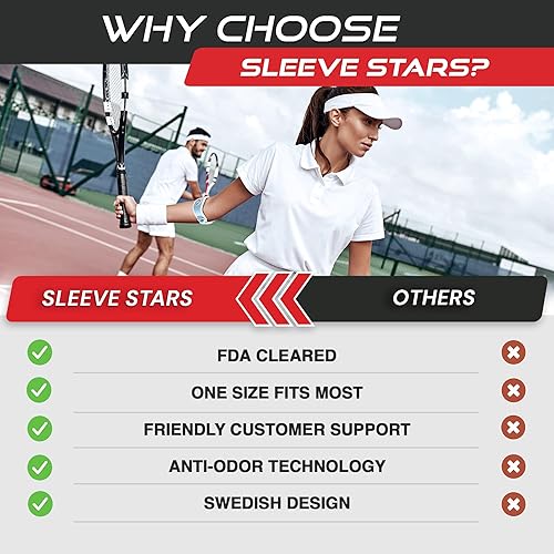 Miniatura 4 de Sleeve Stars - Codera de tenis para mujer, correa de codo de tenis ajustable, codo de golfista para hombres, soporte de contrafuerza para alivio de