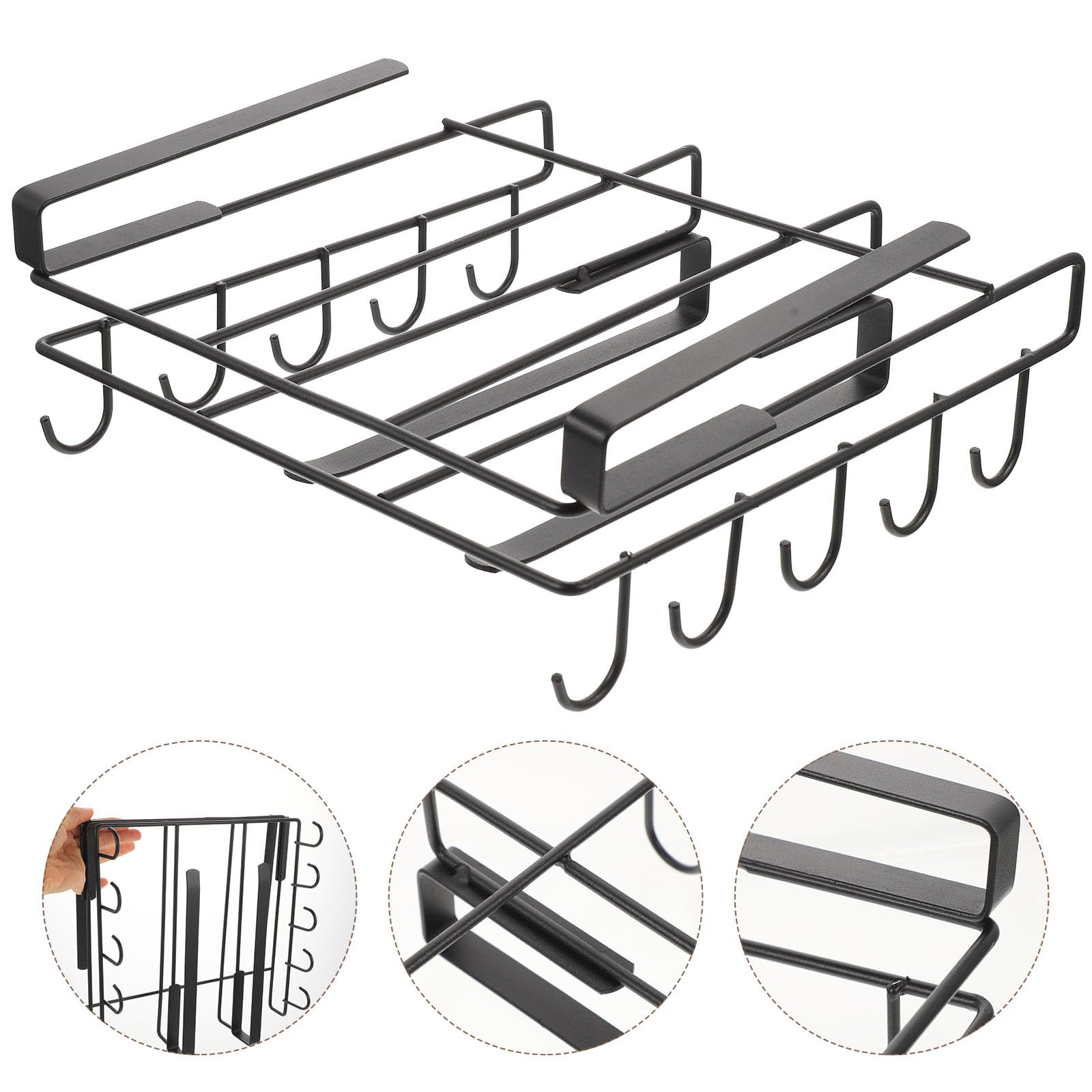 SOLUSTRE Porta Coperchi per Armadio Cucina in Acciaio al Carbonio Nero | Mug e Pentole Coperchio, Fondo Antiscivolo, Bordi Arrotondati, Facile Pulizia, Design Semplice