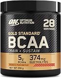 Optimum Nutrition Gold Standard BCAA Train + Sustain, Amino Acids Pre Workout Powder, Sports Drink with Vitamin C, Zinc, Magnesium and Electrolytes, Peach & Passionfruit Flavour, 28 Servings, 266 g - 1