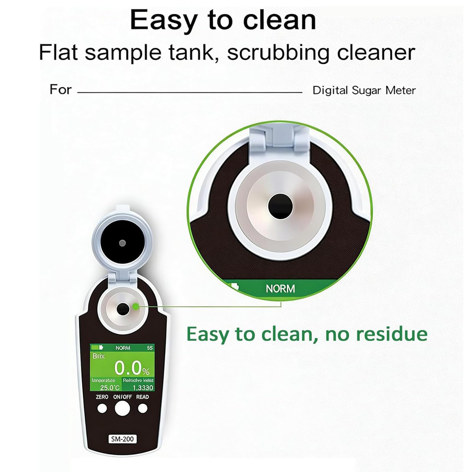 Refractómetro digital Brix, probador de azúcar de frutas de mano LCD, rango de 0-95%, ATC 10-40 ℃, volumen de muestreo de 0,2-0,3 ml, para pruebas de jugos y bebidas