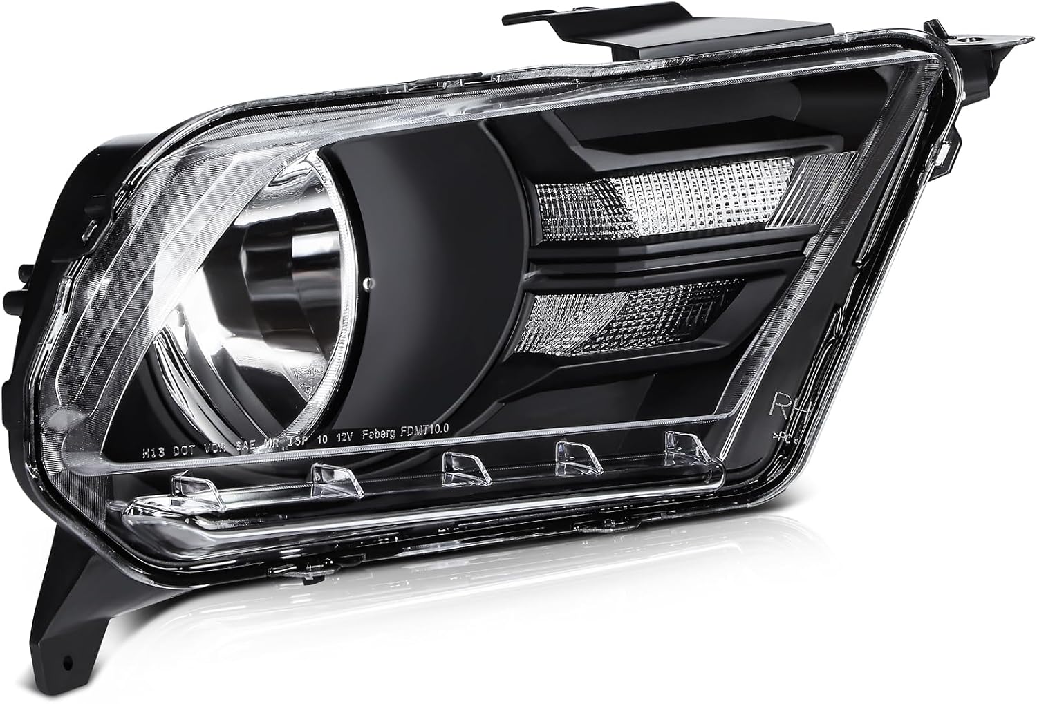 LSAILON Fit For Ford For Mustang 2010-2014 Headlight Assembly Clear Lens Black Housing Clear Reflector Driver and Passenger Side