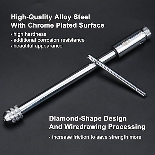 Miniatura 9 de KOOTANS Llave de grifo con mango en T de trinquete + 5 piezas M3 M4 M5 M6 M8 Tornillo de máquina de rosca métrica de fresado en forma de T, juego