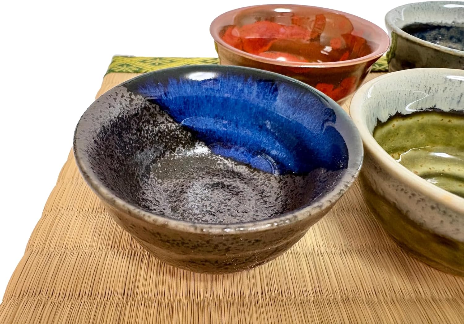 Japanese Mino Ware Ceramic Guinomi Sake Cups Set, 2.68 Inches in Diameter 2.0 Fluid Ounces, Set of 5 Made in Japan