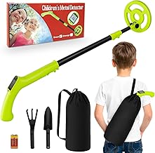 Metalldetektor Kinder, iTayga Verstellbarer Kinder-Metalldetektor (24"-35"), hochpräziser, professioneller, wasserdichter, Faltbarer Metalldetektor mit Spule, sehr leicht (nur 0,88 Pfund), Grün