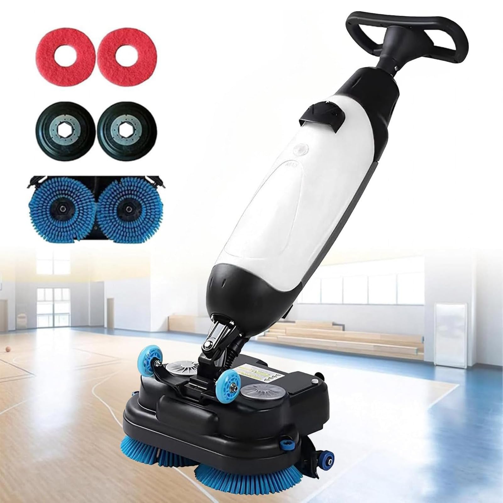 Aspiradora Fregadora Sin Cable,Pulidora De Azulejos,17" Ancho Limpieza & Cabezal 360°,Limpieza Húmeda/Seca,Alimentado por batería para Hogar,Oficina & Locales Pequeños White