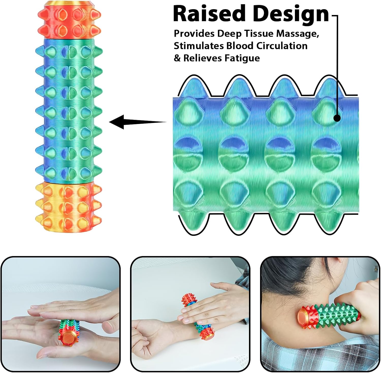 Minleway Little Pain Stim Ouchies Fidget Toys for Adults,3D Printed Spiky Pain Stim, Sensory Fidget for Stress & Anxiety Relief, ADHD, Autism,Office Desk Toys (Green Red+Purple Green)