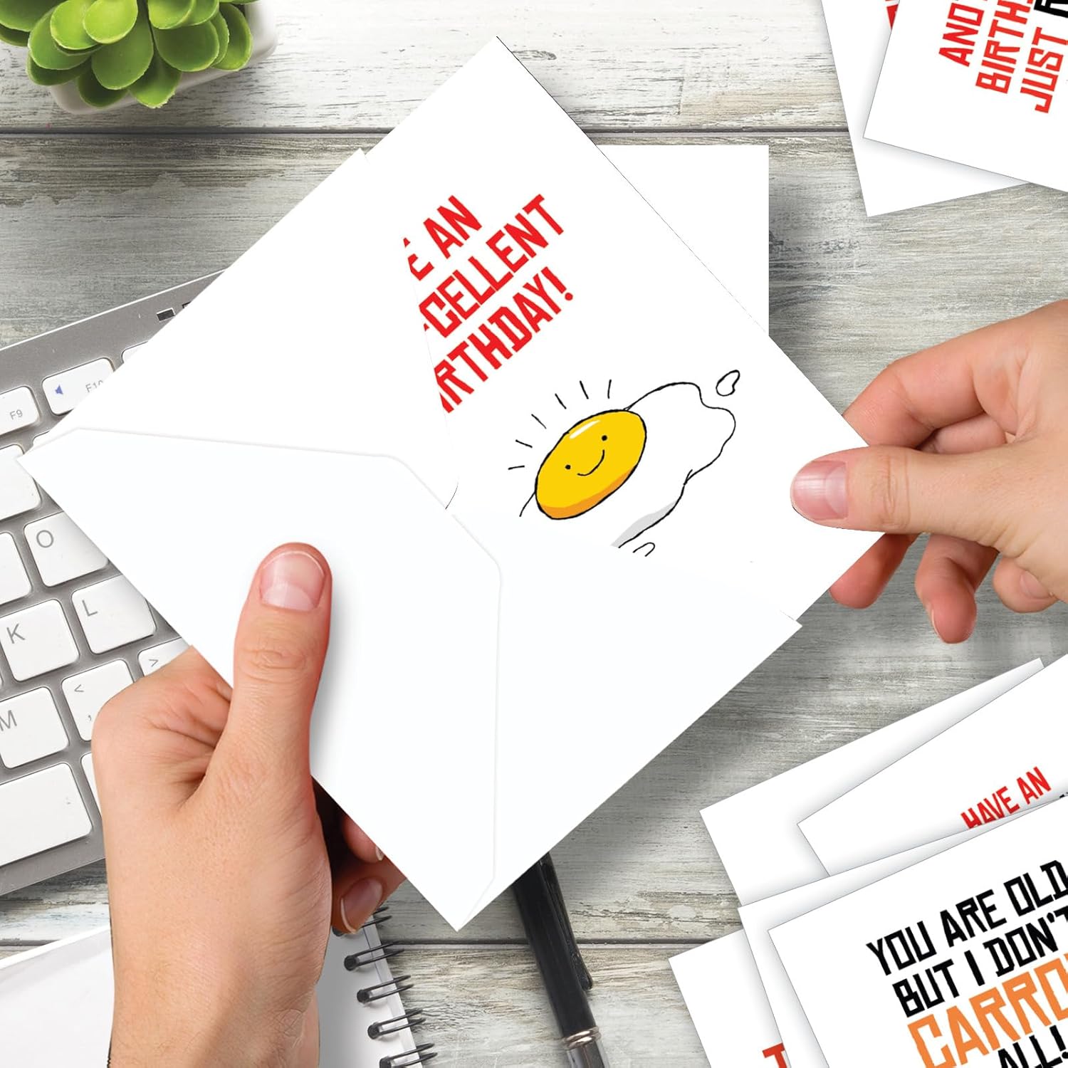 The Best Card Company 20 Assorted Box Set Funny Birthday Greeting Cards w/5 x 7 Inch Envelopes (10 Designs, 2 Each) Bday Birthday Puns AC6119BDG-B2x10