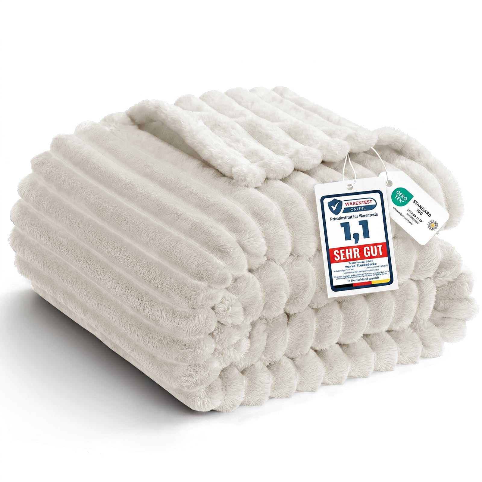 WAVVE Manta para Sofá, Mantas Franela para Cama 90, Manta de Cordón Gruesa, Manta para Sofá Suave Cálida, Esponjosa, Transpirable, 150 x 200 cm, Beige