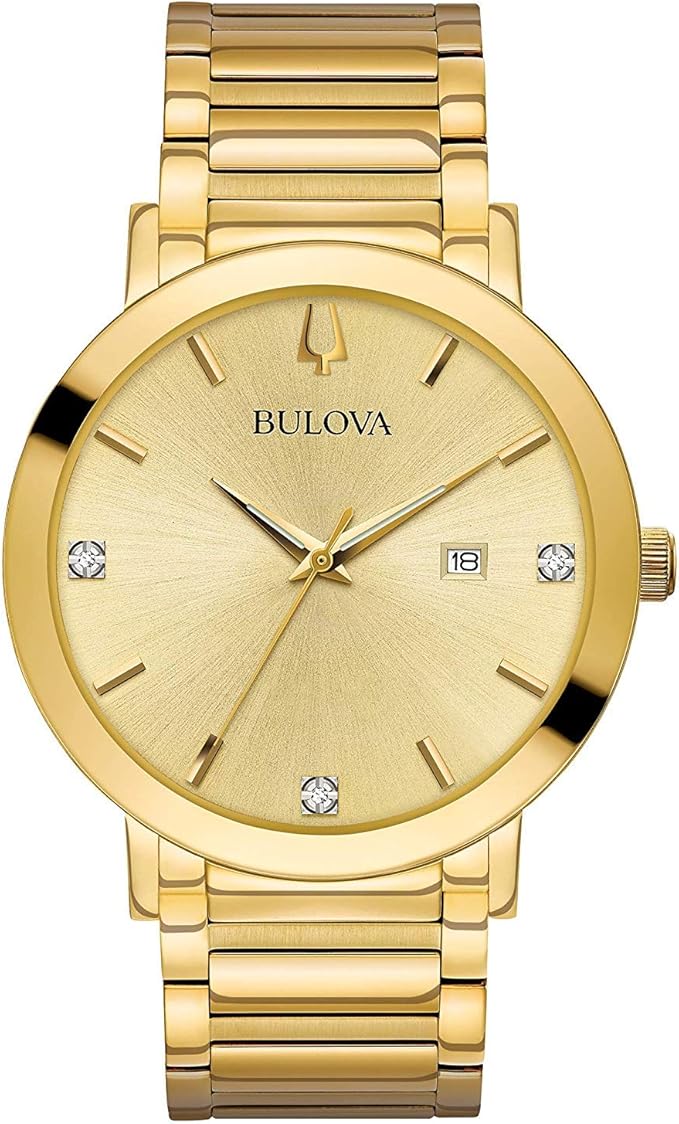 Bulova Men's Modern Gold Tone Stainless Steel 3Hand Calendar Date Quartz Watch