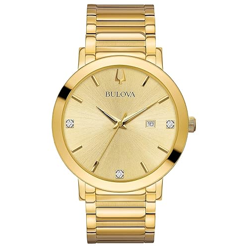 Bulova Men's 3-Hand Quartz Watch with Diamond Dial and Edge