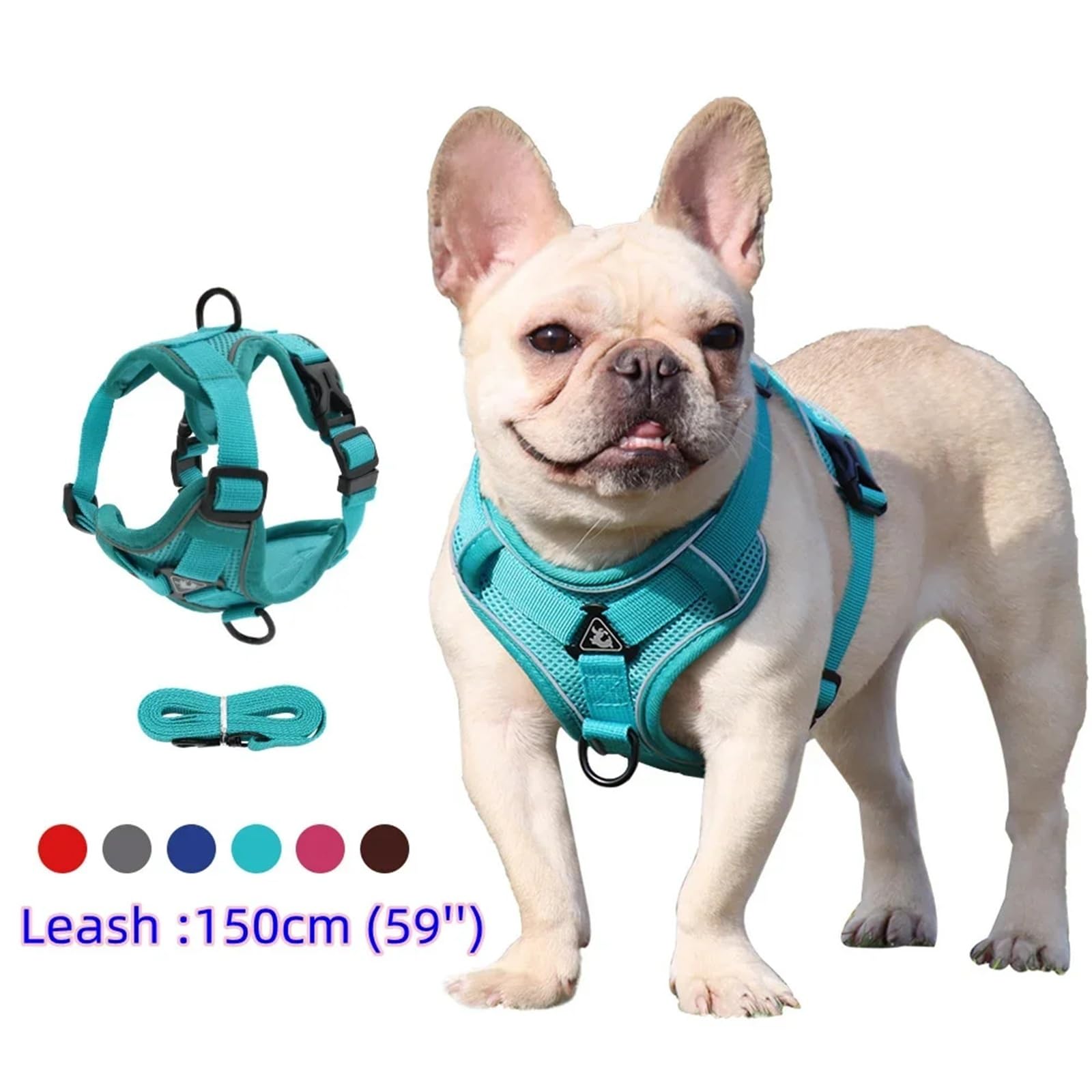 Pettorina Regolabile Anti-trazione per Cani con guinzaglio da 1,5 m - Gilet Riflettente e Traspirante per Cani, Cuccioli e Gatti(Red,XL (8-12KG))