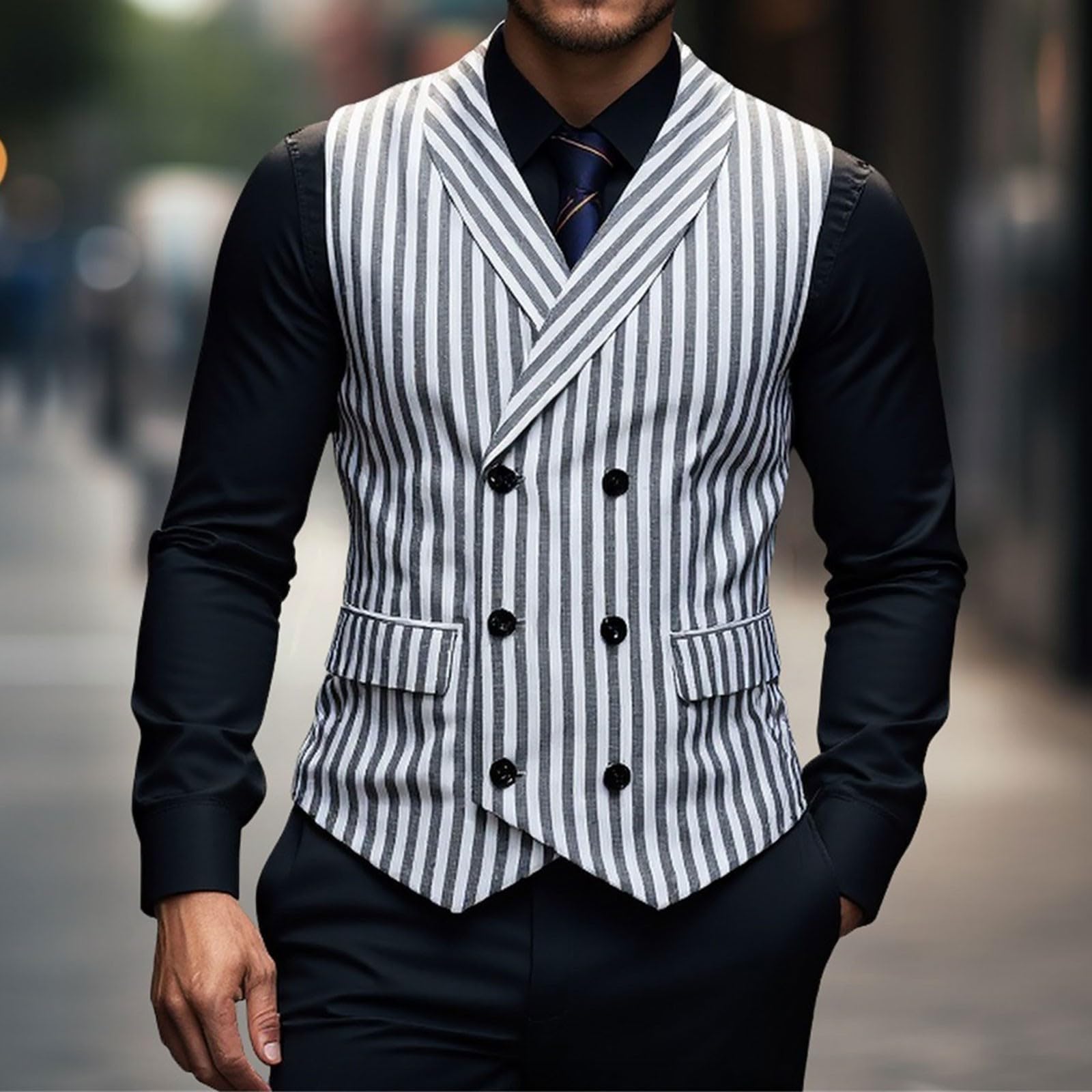 Chaleco sin mangas para hombre, de verano, color negro, estilo retro