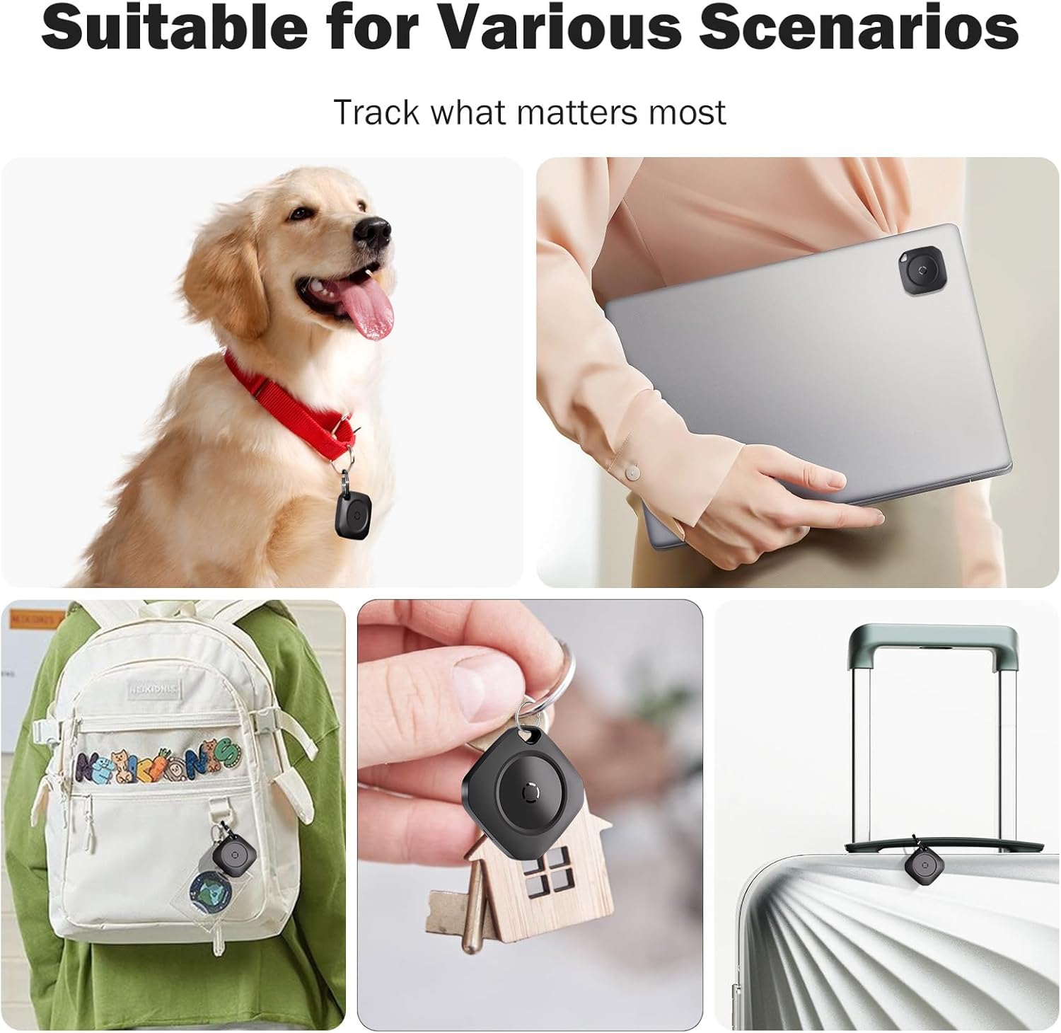 Air Tracker Tag-4 Pack, Smart Bluetooth Tracker Work with Apple Find My(iOS Only), Luggage Tracker Tag for Key, Luggage, Backpack, Suitcase, Replaceable Battery, weTag, Black - Image 8