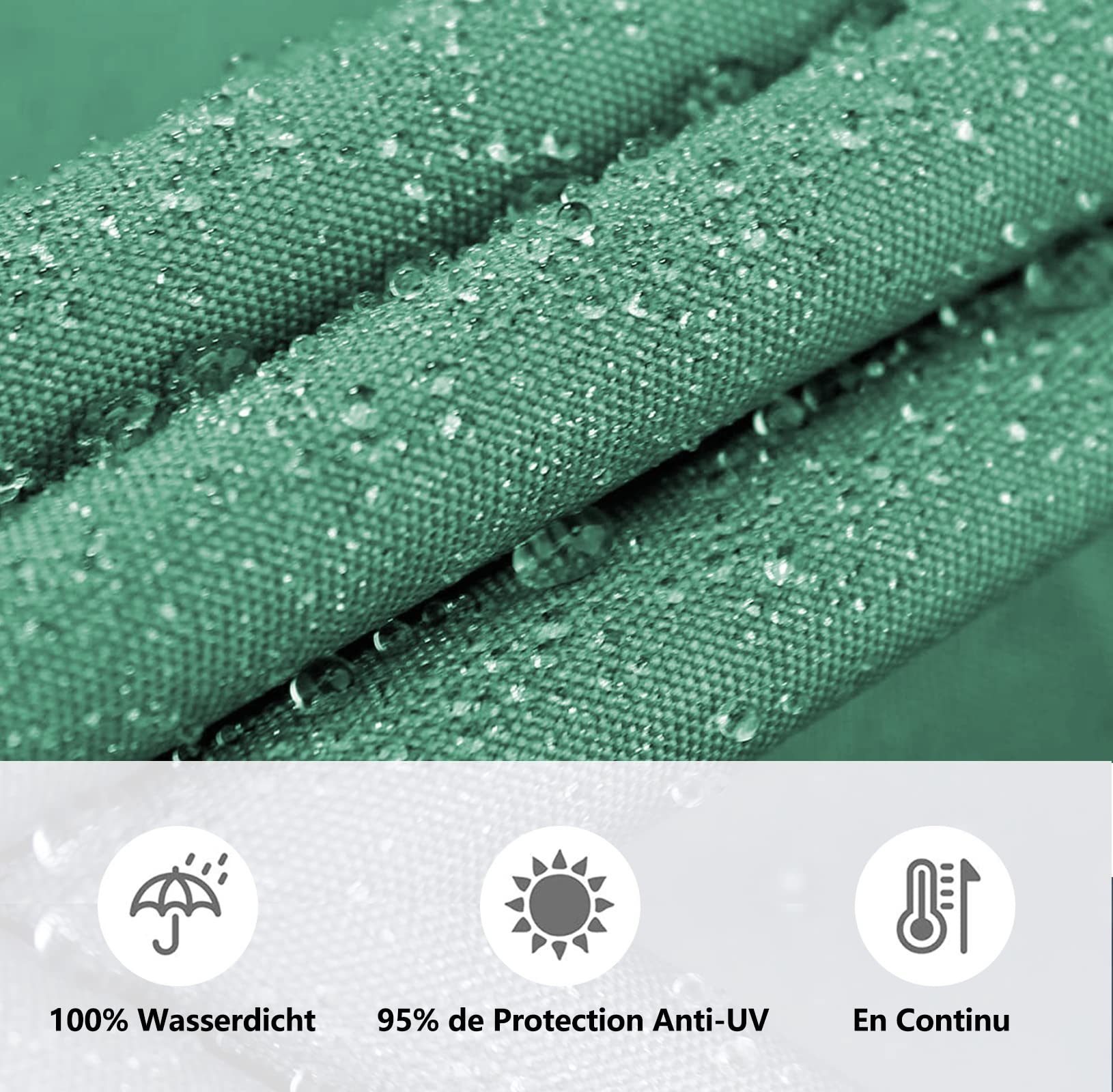 Voile d Ombrage Carré 4x4m Vert Foncé， Toile d'Ombrage résistant à l'eau 90% de Protection UV Respirante, Voile d Ombrage pour Pelouse Balcon Plage