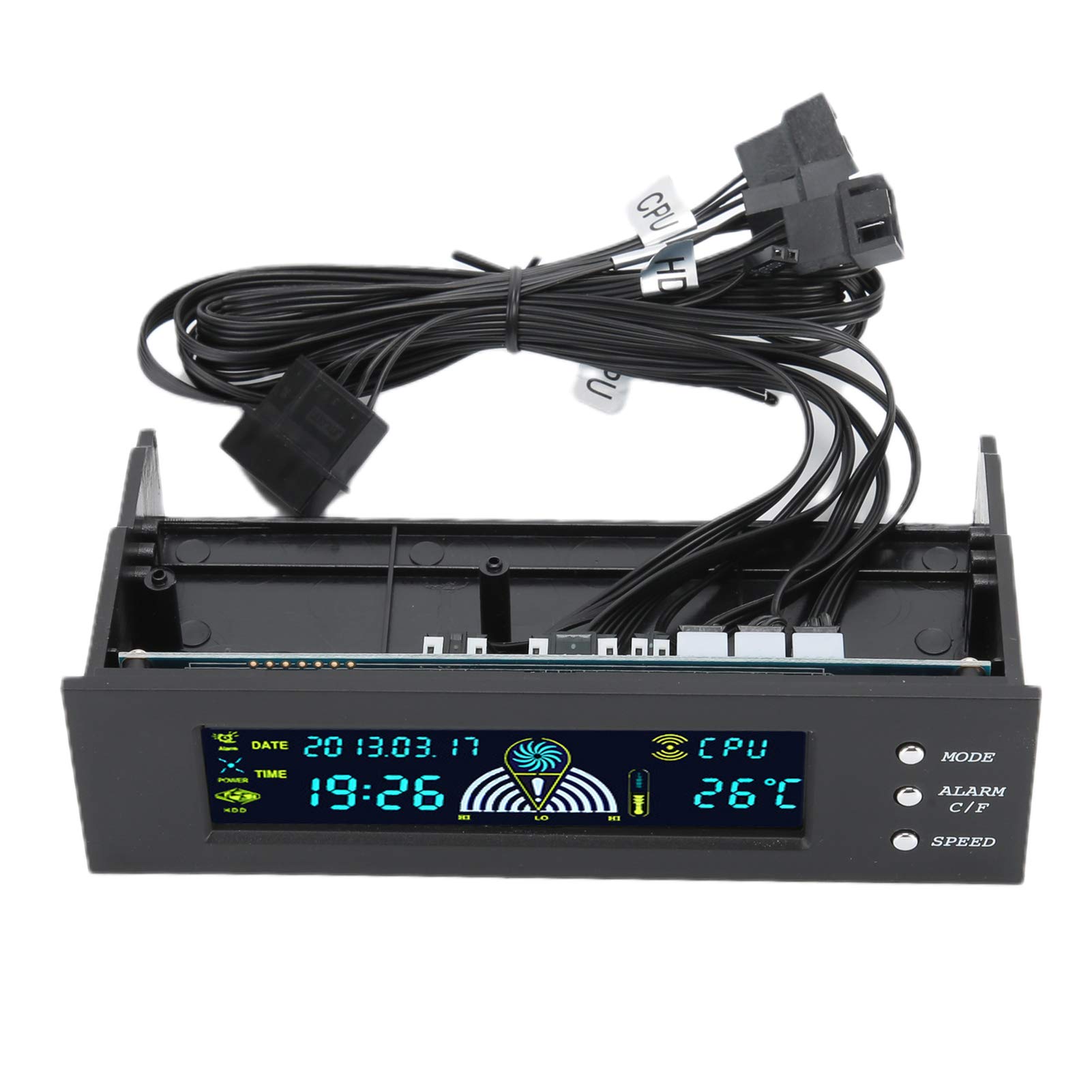 Controller di velocità della Ventola per Computer con Pannello LCD STW?5023 da 5,25 Pollici con Controllo della Temperatura CPU/HDD/SYS Migliora le Prestazioni del Tuo PC con