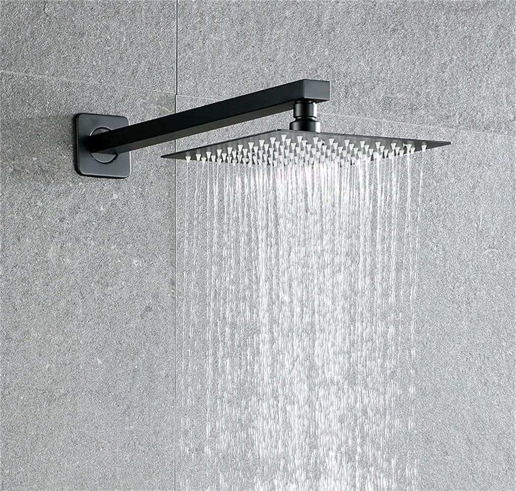 Black Round Square Shower Arm Wall&Ceiling Mount Shower Holder Steel Folding Extension Telescopic Arm G1/2 Threaded