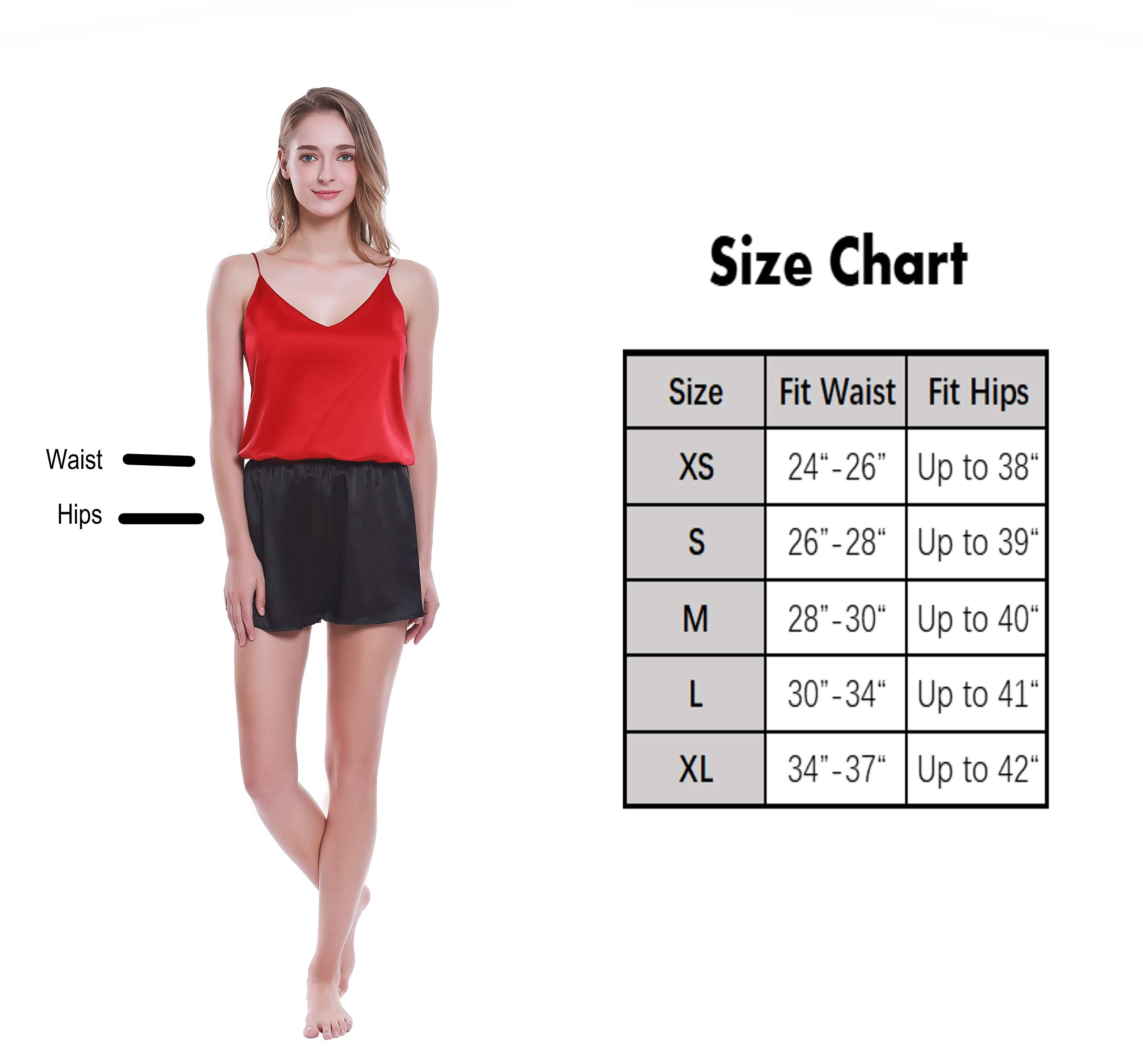 LEPTON Short 19 mm 100% soie de mûrier - Short de pyjama pour femme - Vêtements de nuit doux - Short de couchage pour femme