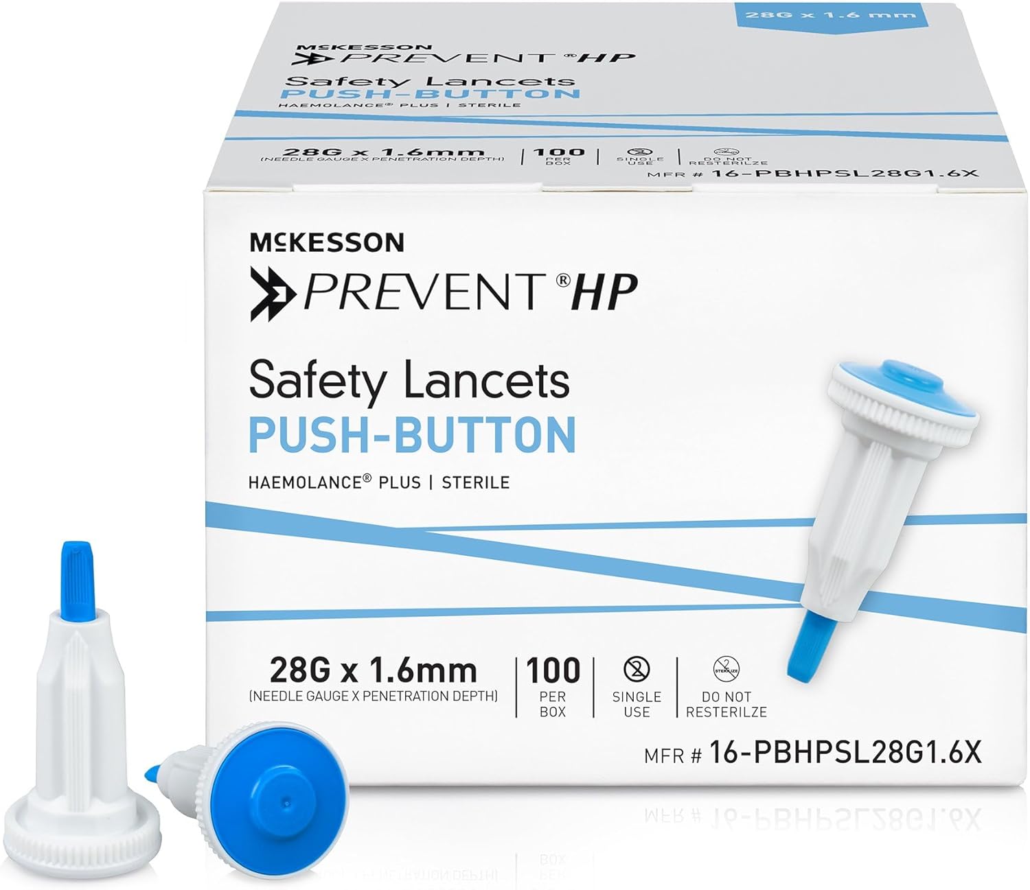 McKesson Prevent HP Safety Lancet 28 Gauge Needle 1.6 mm Depth Box(s), /Box